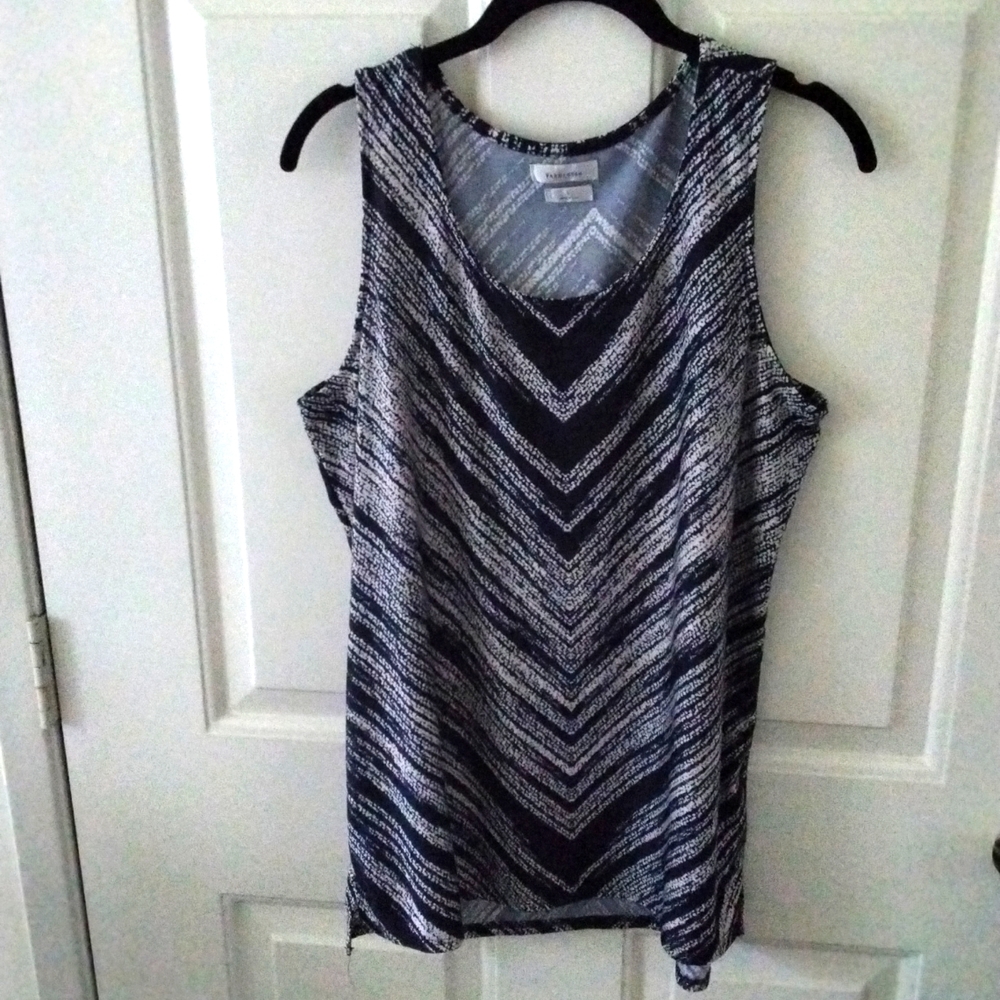Van Heusen Dressy tank top, blue and white, size Large